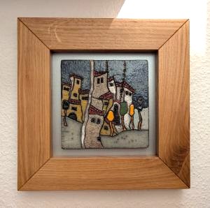 Bergdorf auf Zypern - Bild im Eichenholzrahmen